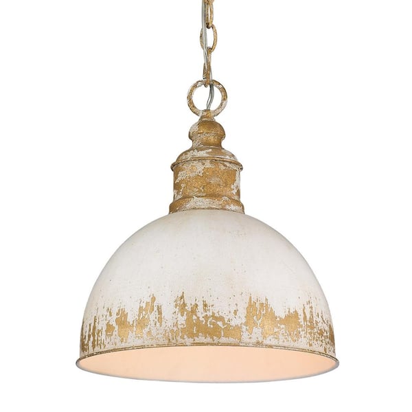 Golden Lighting Alison 1-Light Vintage Gold Medium Pendant with Metal Shade