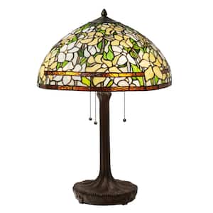 Elena 25.25 in. Antique Bronze Daffodil Tiffany-Style Stained Glass Table Lamp