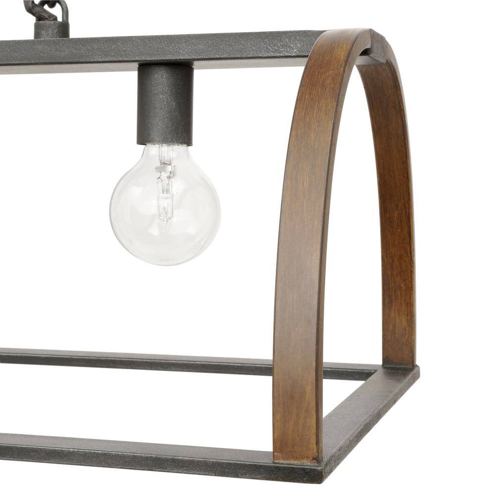 Gilded Iron 4-Light Geometric Cage Island Pendant
