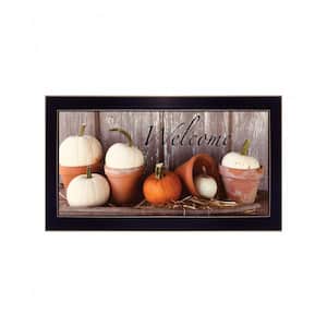 Welcome Pumpkin Shelf by Unknown 1 Piece Framed Graphic Print Typography Art Print 11 in. x 20 in. .