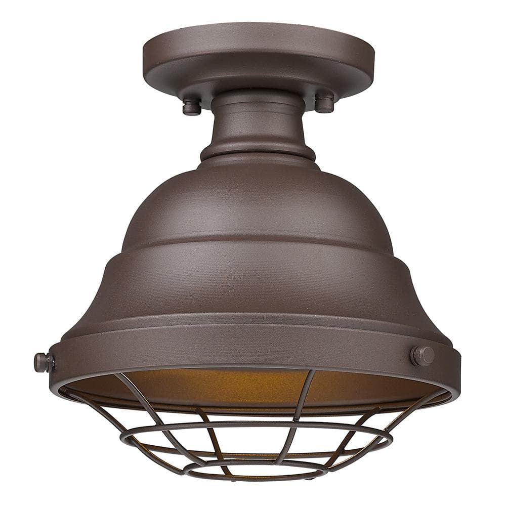 Textured Bronze Aluminum Indoor/Outdoor Semi-Flush Mount Light
