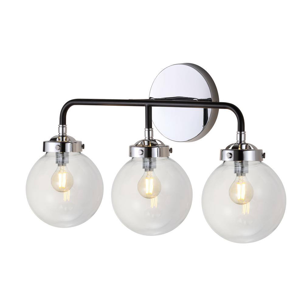Caleb 22" Chrome and Black Globe Shade Wall Sconce