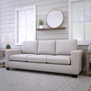 Shay 83 in. Light Gray Polyester Upholstered 3-Seater Track Arm Sofa with Square Arms