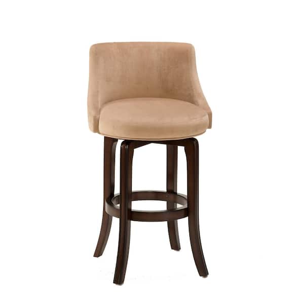 Swivel Chair/Stool with Beige Faux-Suede Upholstery Cherry 