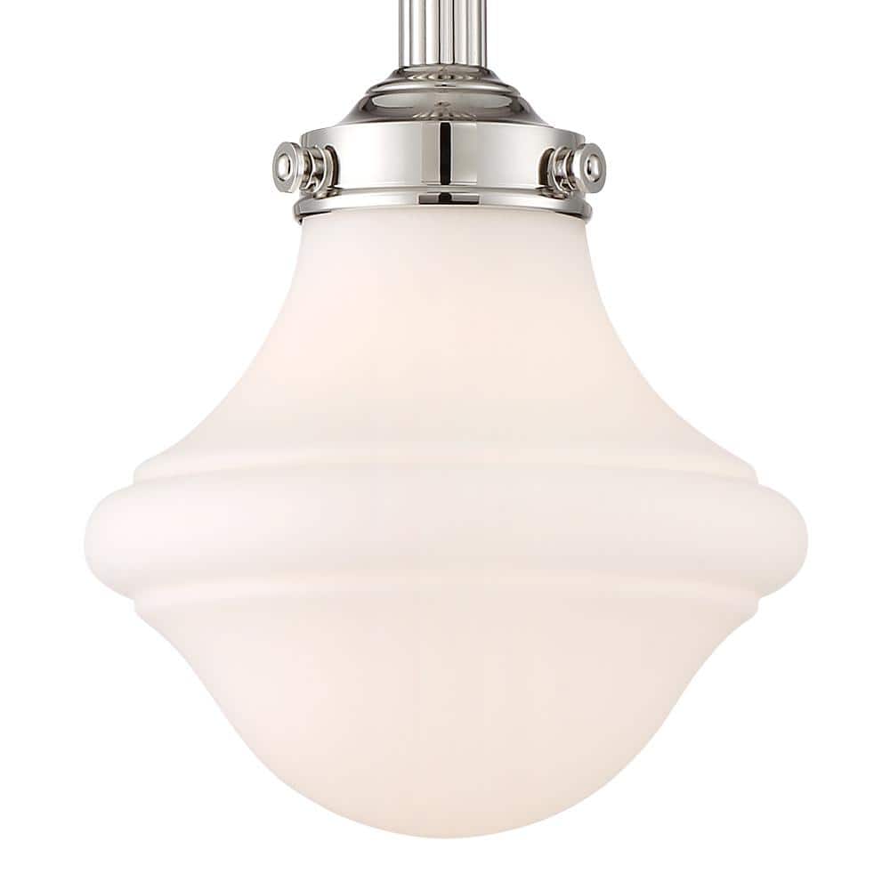 Madison Avenue 10'' Polished Nickel School House Glass Pendant