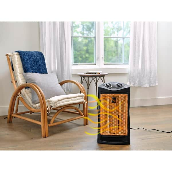 BLACK+DECKER Infrared Radiant Quartz 1500W Tower Heater, Indoor, Black