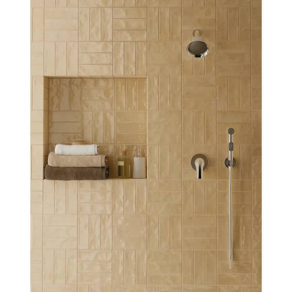 Passion Crema 0.51 in. x 7.87 in. Glossy Ceramic Jolly Liner Tile