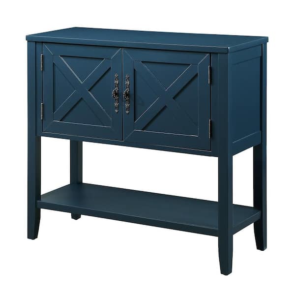 Unbranded 35.43 in. W x 13.78 in. D x 33.75 in. H Bathroom Blue Linen Cabinet