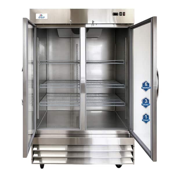 54 in. W 47 cu. ft. NSF Frost Free Defrost Commercial Upright Freezer Glass Door Merchandiser Display in Stainless Steel
