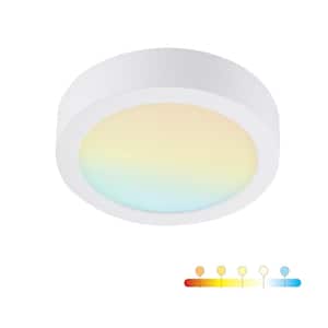 13 in. Round Color White Selectable Integrated LED Flush Mount Downlight