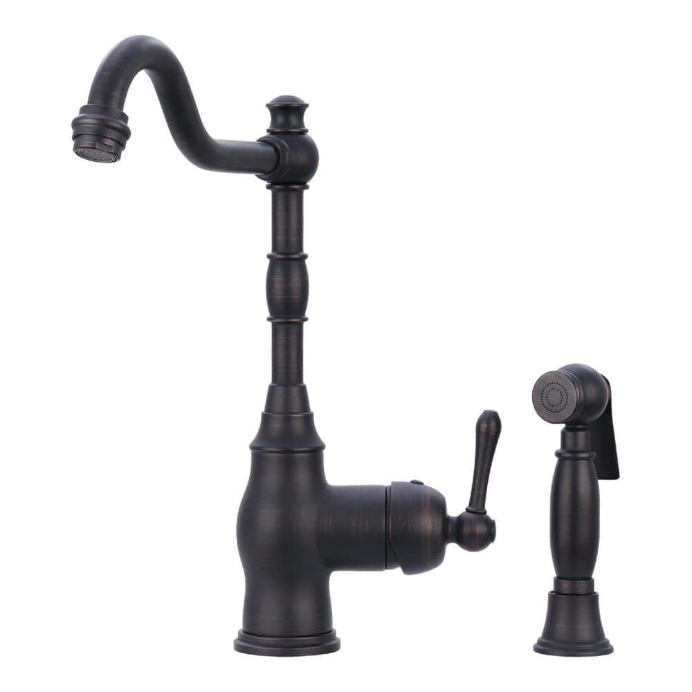 Single Handle Deck Mounted Standard Kitchen Faucet in Oil Rubbed Bronze wit