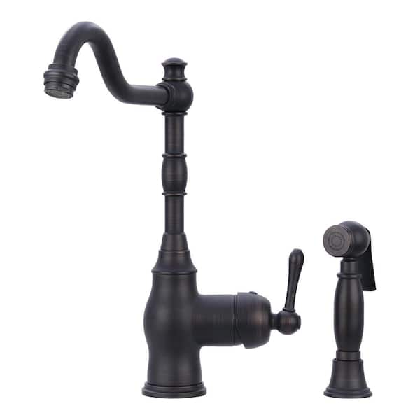 Akicon Single Handle Deck Mounted Standard Kitchen Faucet in Oil Rubbed Bronze with Side Spray