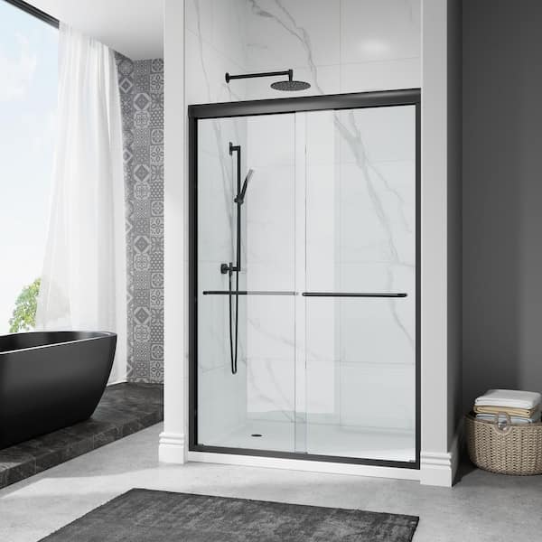 HOROW 48 in. L x 32 in. W x 72 in. H Alcove Shower Kit with Sliding Semi-Frameless Shower Door and Shower Pan