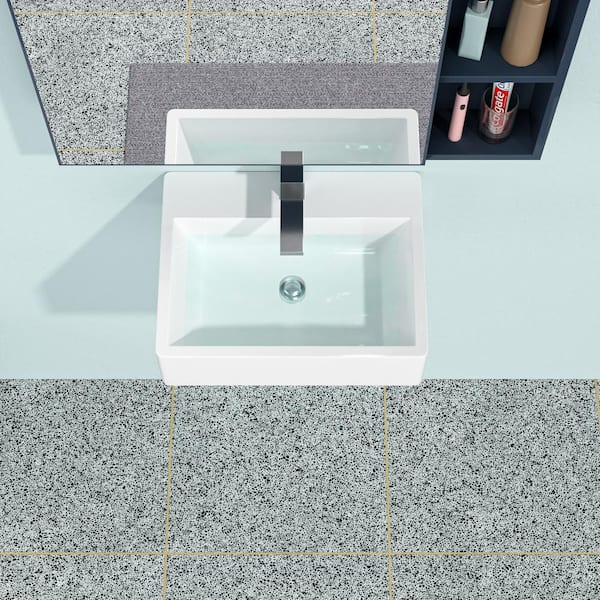 Unbranded 6 in Wall-Mounted Rectangular Bathroom Sink in White Ceramic