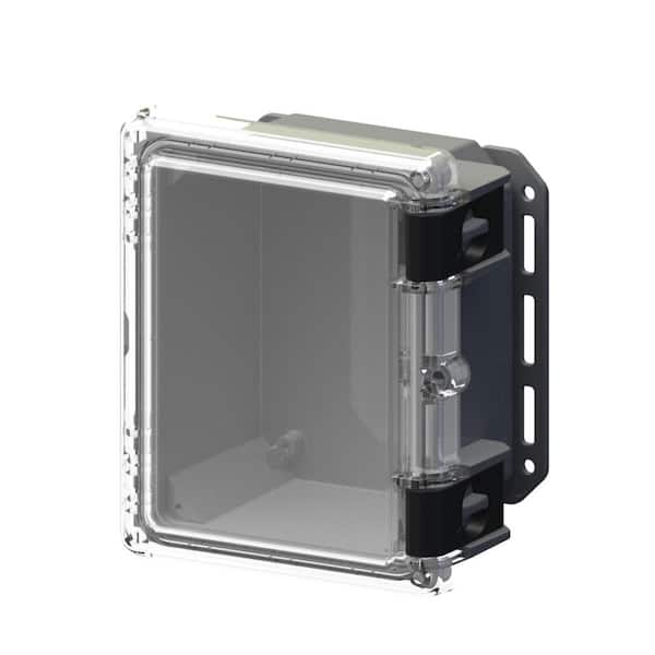 Serpac 9.7 in. L x 8.2 in. W x 5.5 in. H Polycarbonate Clear Hinged Latch Top Cabinet Enclosure with Gray Bottom