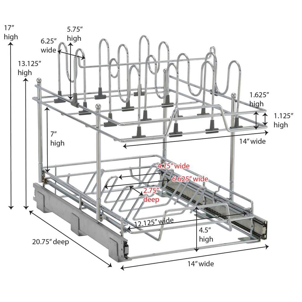 Chrome-Plated Steel 2-Tier Pull-Out Kitchen Organizer
