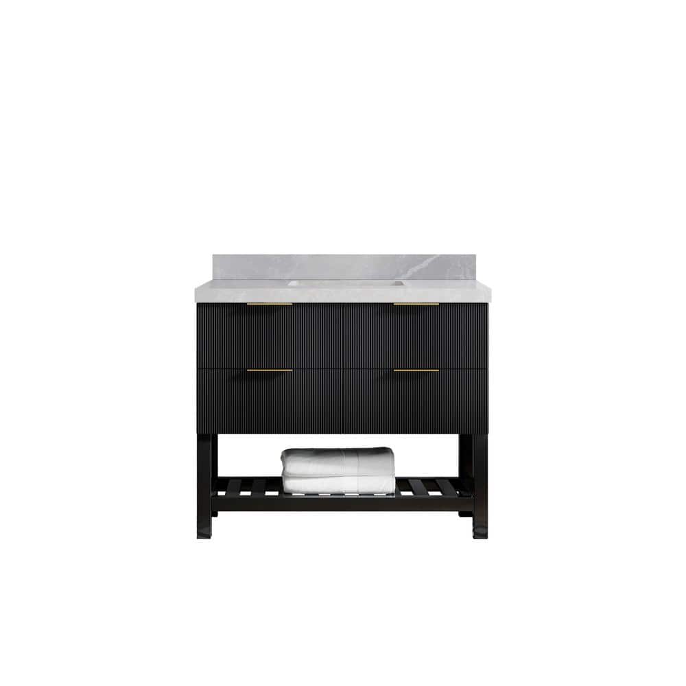 "Catalina 42 in. W x 22 in. D x 36 in. H Bath Vanity in Black with 2"" Light Gray Quartz Top" price history on PriceWatchPro