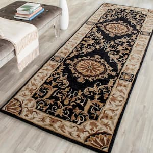 Empire Black/Ivory 3 ft. x 10 ft. Border Runner Rug