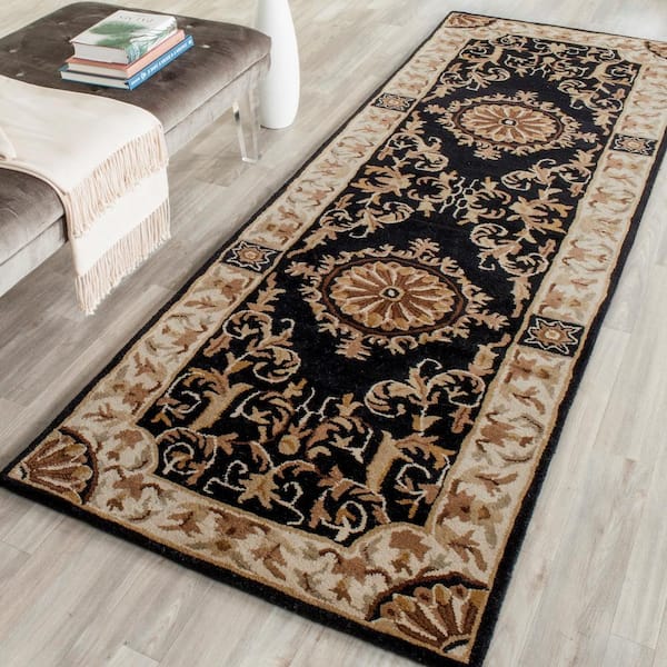 Empire Black/Ivory 3 ft. x 8 ft. Border Runner Rug