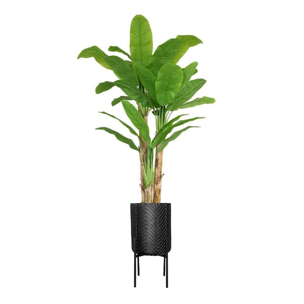 Vintage Home 87.5 in. Tall Banana Tree (48 x 48 x 72 in. H) in Chevron planter