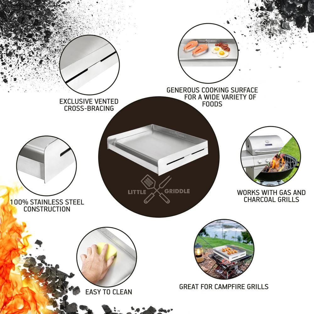 Universal Stainless Steel BBQ Griddle with Ventilated Cross-Bracing