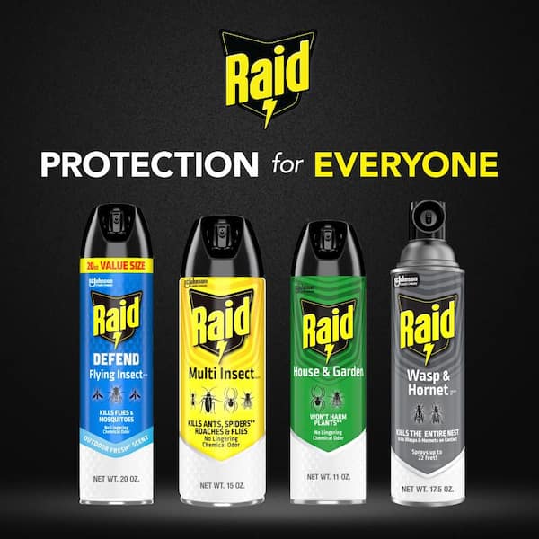 Raid 20 oz. Defend Flying Insect Killer 7, Flying Insect Spray Can, Outdoor Fresh Scent, Insect Killer (4-Pack) SCJ378956