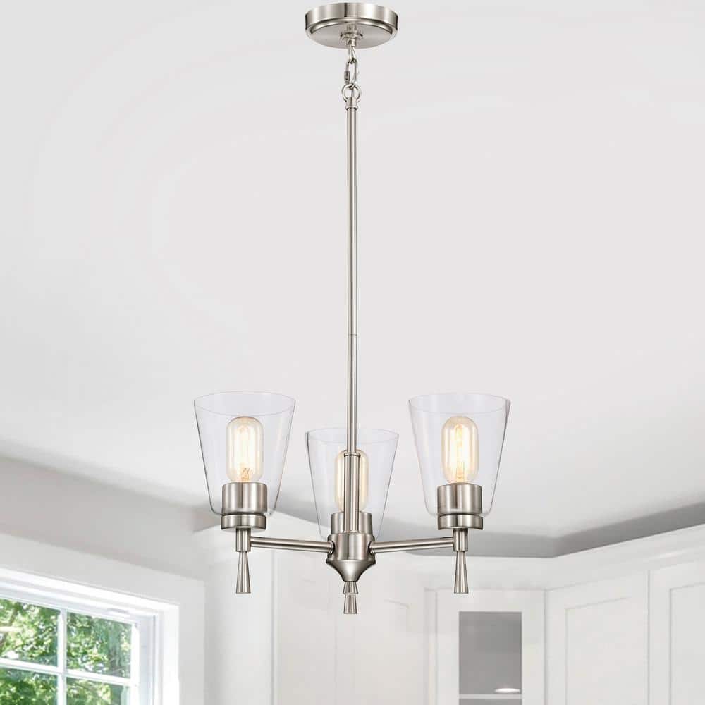 Briarwood 3-Light Brushed Nickel Modern Chandelier with Clear Cone Glass Shades price history on PriceWatchPro