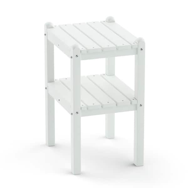 UPLAND White Double HDPE Composite Outdoor Side Table