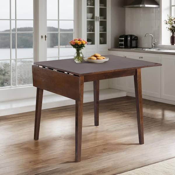 Brown Wood 45.67 in. 4-Legs Extendable Dining Table Seats-4