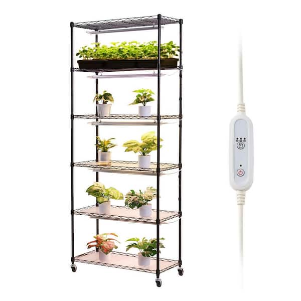 6-Tier Indoor Plant Stand, 71 in. Tall Display Rack, 150 W Full Spectrum Lighting for Seed Starting and Flower Pots
