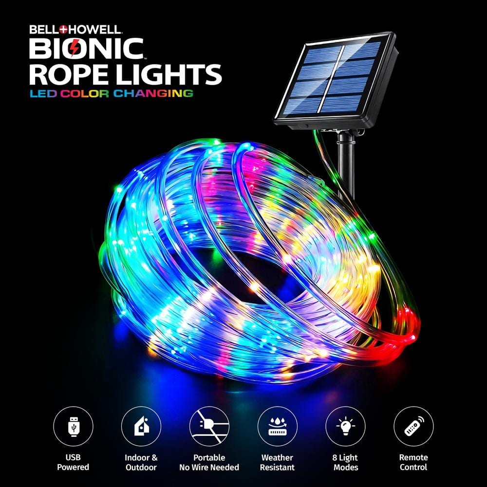 25 Ft Multicolor LED Solar Powered Outdoor Rope Lights