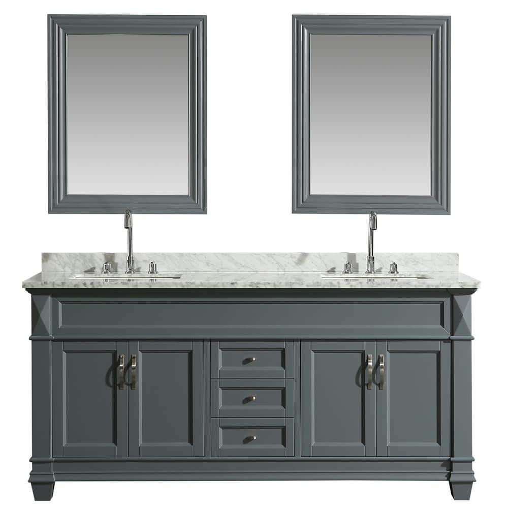 Design Element Hudson 72 in. W x 22 in. D Bath Vanity in Gray with
