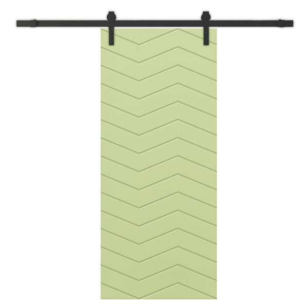 CALHOME 24 in. x 80 in. Sage Green Painted Composite MDF Paneled Interior Sliding Barn Door with Hardware Kit