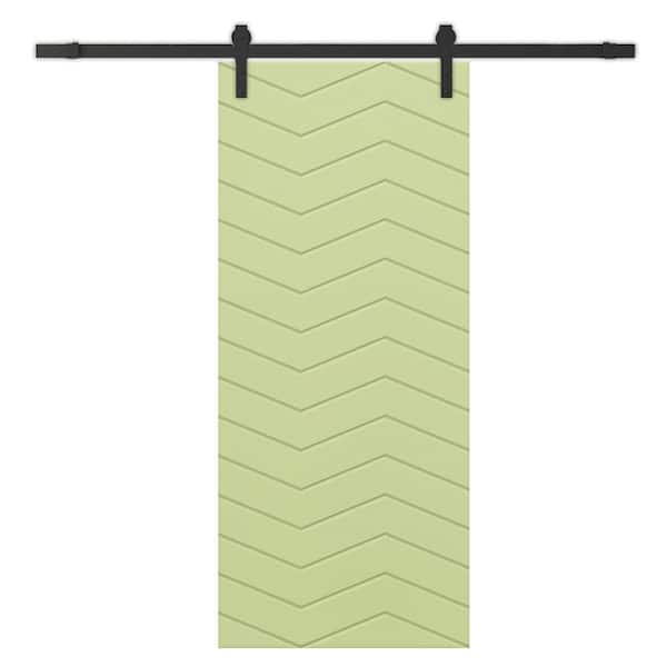 CALHOME 30 in. x 96 in. Sage Green Painted Composite MDF Paneled Interior Sliding Barn Door with Hardware Kit