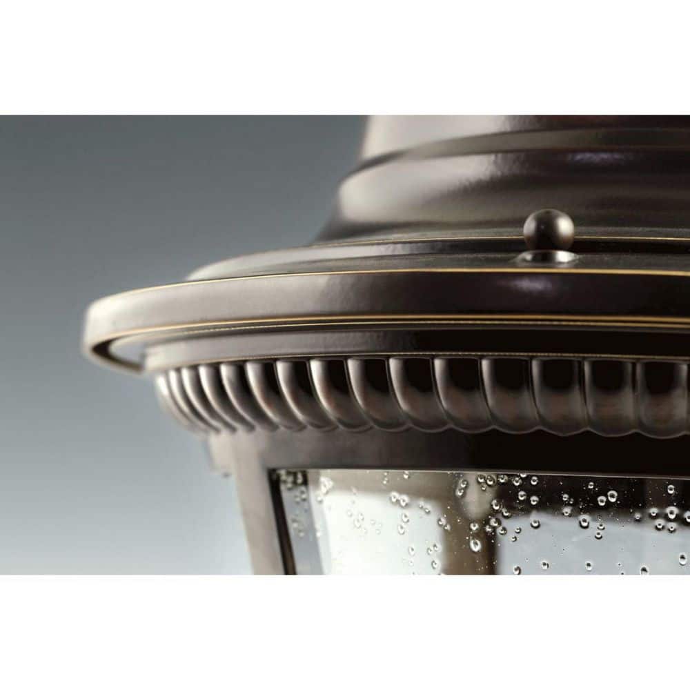 Antique Bronze Clear Seeded Glass Outdoor Post Lantern