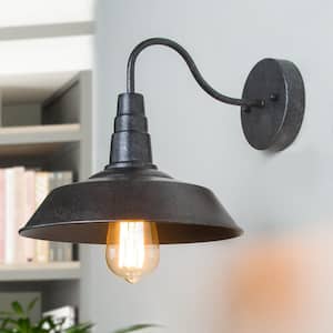 10.2 in. 1-Light Rustic Black Classic Barn Wall Sconce Industrial Indoor Wall Vanity Lamp