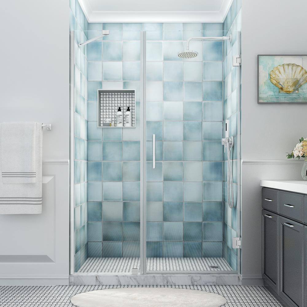 Belmore XL 80" High x 56" Wide Frameless Hinged Shower Door in Stainless Steel