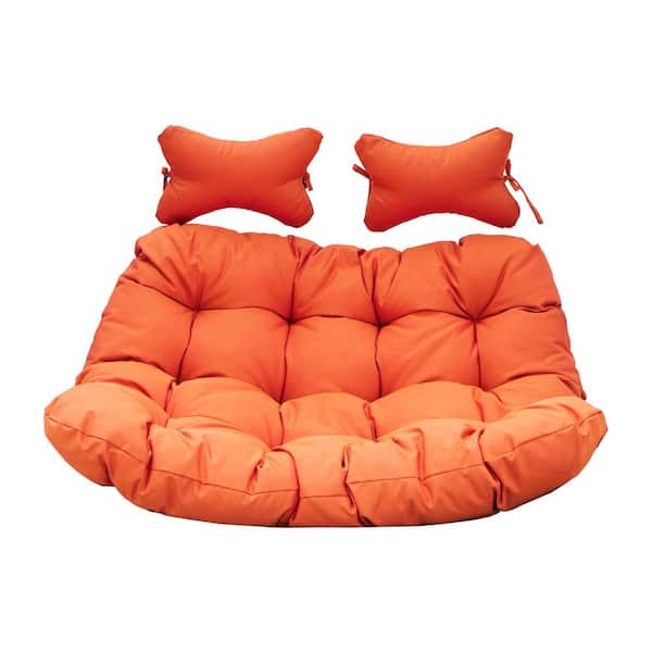 Leisuremod 2 Person Modern Upholstered Hanging Egg Swing Cushion with Headrest for Porch, Indoor, Patio, Garden in Orange