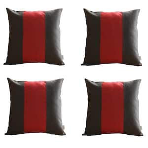 Boho-Chic Handcrafted Jacquard Black & Red 18 in. x 18 in. Square Solid Throw Pillow Cover Set of 4