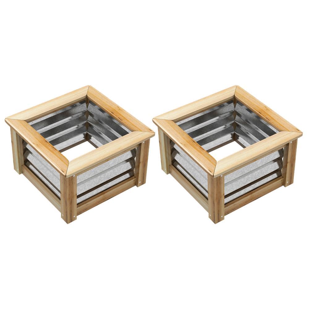 Brown Wood Raised Garden Bed, Galvanized Metal Reinforced, Stock Tanks for 