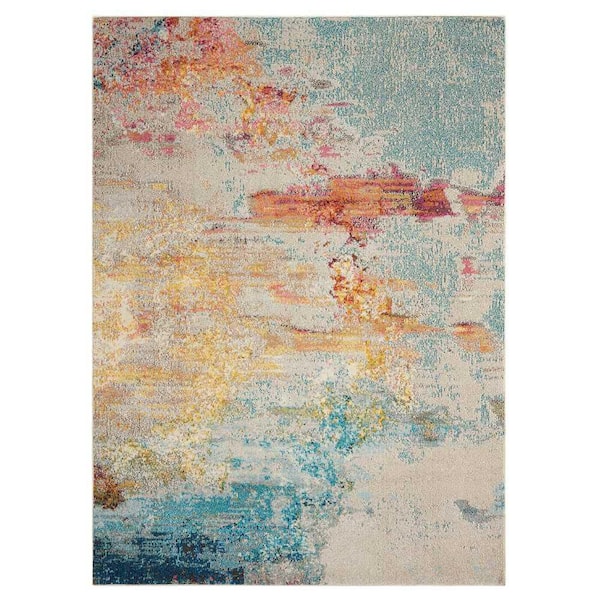 Celestial Sealife Multicolor 7 ft. x 10 ft. Abstract Modern Area Rug