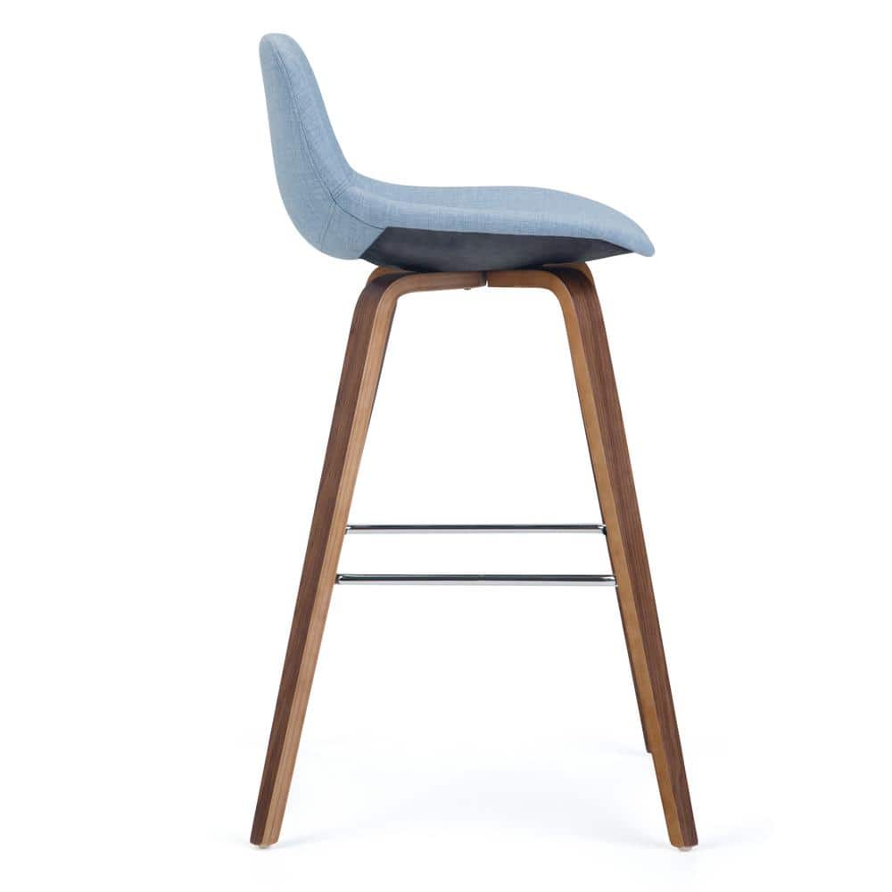 Randolph Denim Grey Linen Bentwood Counter Stools, Set of 2