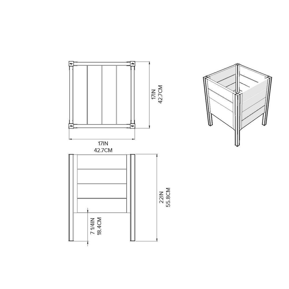 Urbana Espresso Brown Embossed Vinyl Raised Planter with Silver Aluminum Posts
