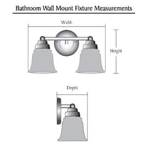 2-Light Satin Nickel Vanity Light with Clear Glass Shade