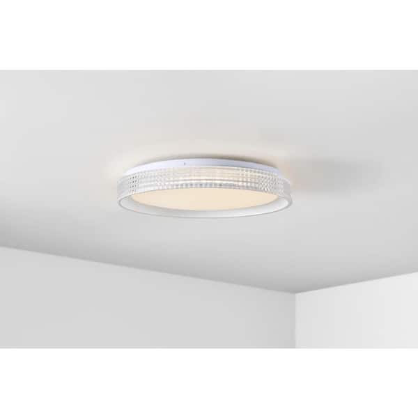 Hampton Bay Mitchell 23-Watt White Integrated LED Flush Mount with Acrylic Shade