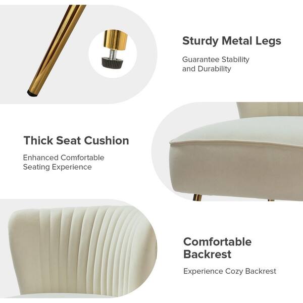 JAYDEN CREATION Monica Modern Ivory Velvet Comfy Living Room
