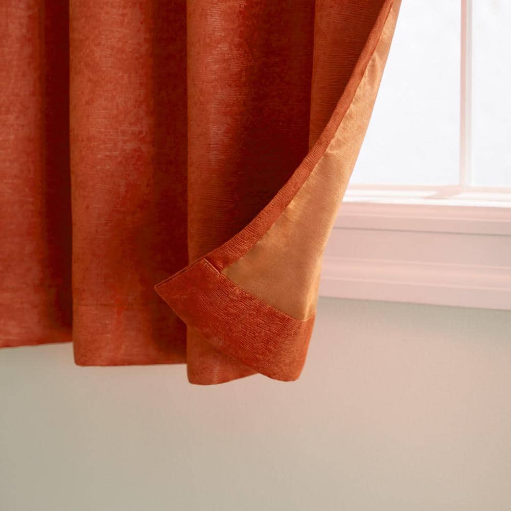 Mecca Orange Room Darkening Polyester Grommet Curtains 52" x 63"