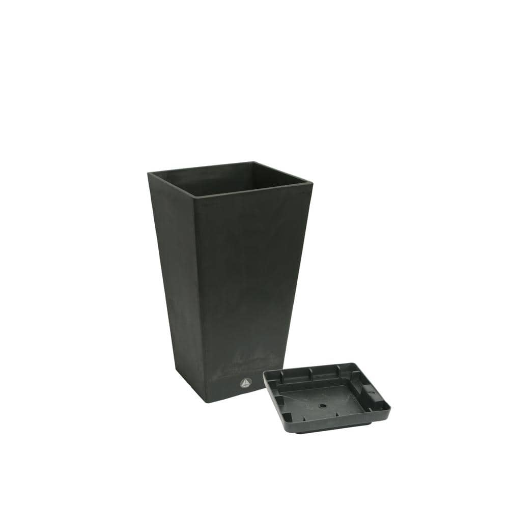Valencia Weathered Black Square Outdoor Planter, 25 Quart
