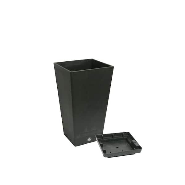 Algreen Valencia Planter, Square Taper Planter 12-In. by 14-In. Height, Black Marble Algreen Valencia Planter, Square Taper Planter 12-In. by 14-In. Height, Black Marble