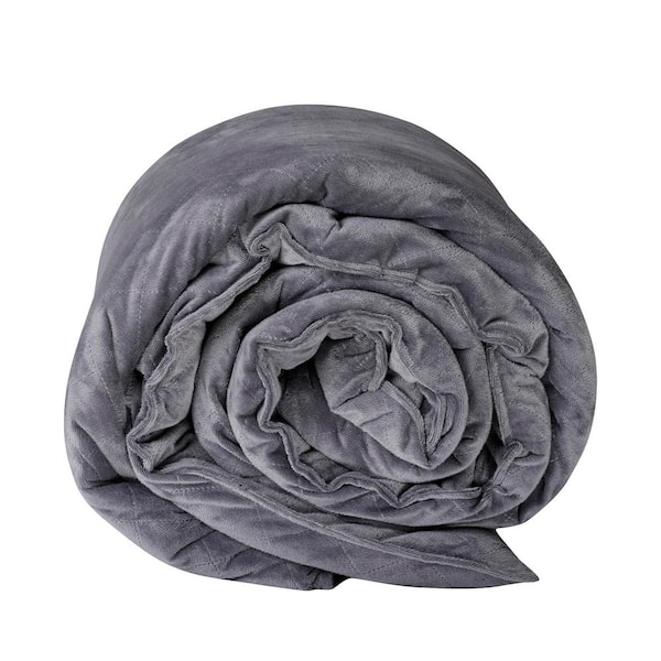 swift home Grey 60 in. x 80 in. 20 lbs. Weighted Blanket with Minky Removable Cover